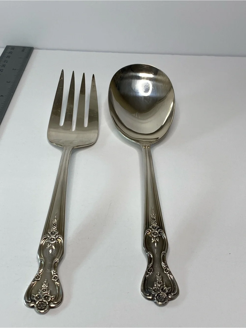 Wm Rogers Jubilee 1953 Silverplate Salad Serving Spoon Fork Set⁠